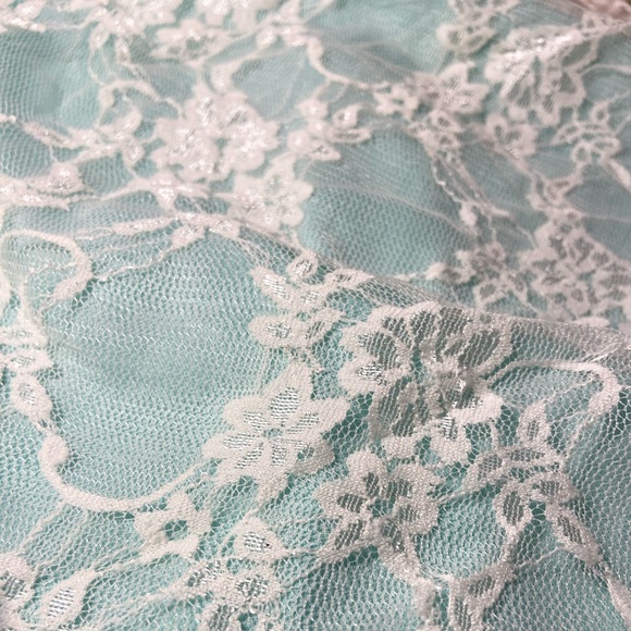 Turquoise Strapless High-Low Lace Party Dress for Tweens - Picture 3 of 4